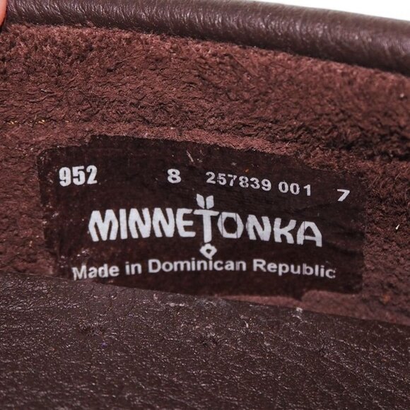Minnetonka Moosehide Leather Driver Moc Loafers Men's 8 Chocolate Brown 952 - Picture 10 of 12
